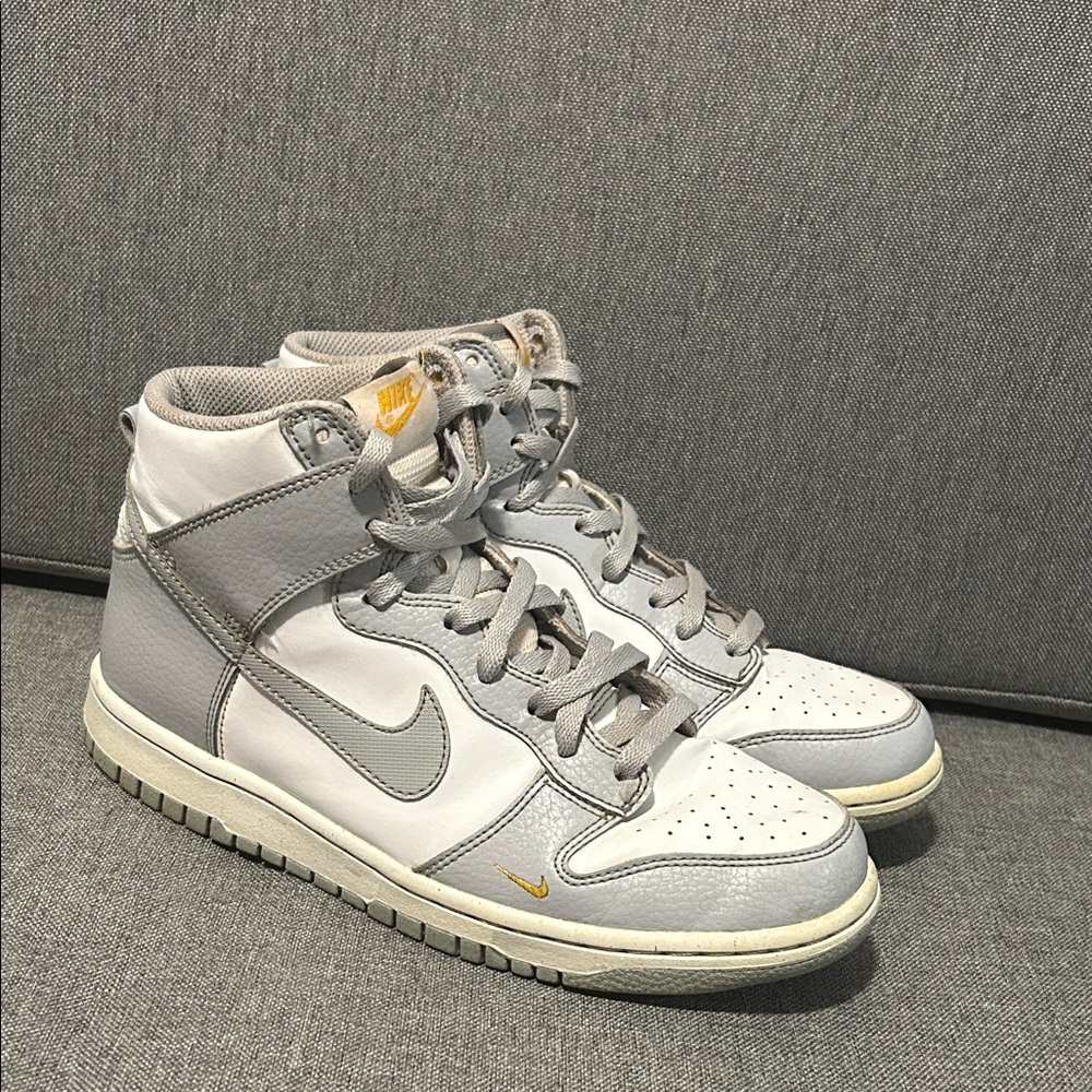 Nike Dunk High-Top Sneakers in Gray, and white